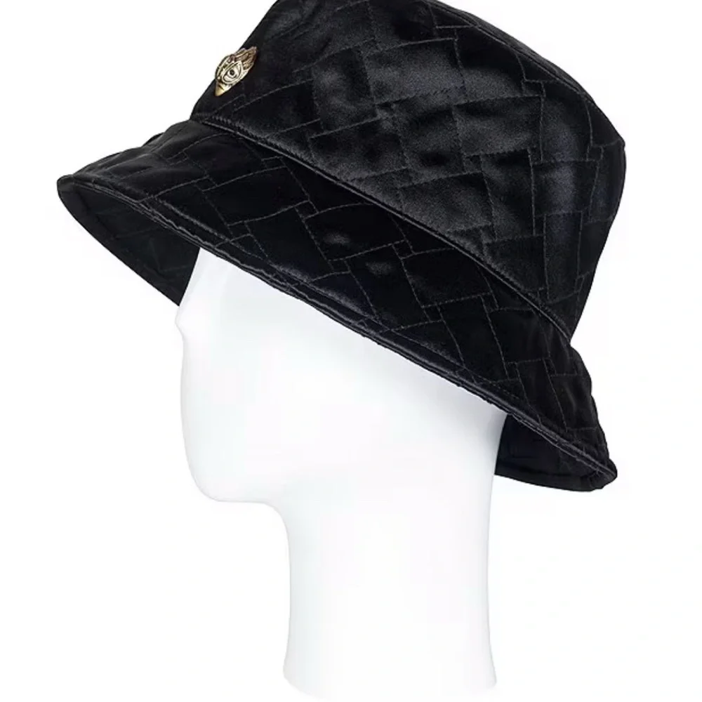 Kurt Geiger Quilted Black Hat with Gold Detail (NEW) - Picture 2 of 3